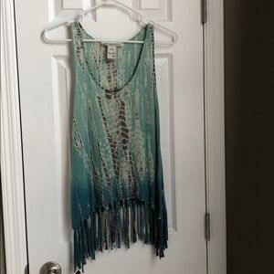 Boho Tie dyed fringe bottom tank
